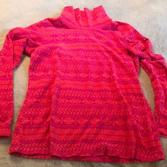 Columbia Pink Fairisle Mock Neck Fleece Pullover - Picture 1 of 11